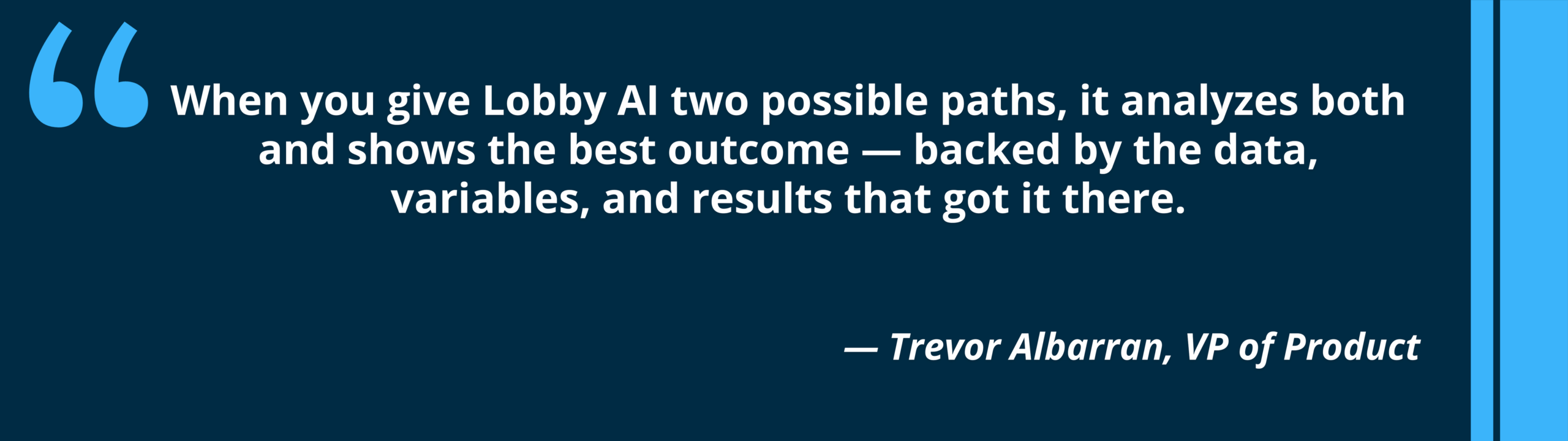 Quote from Trevor Albarran, VP of Product pertaining to Lobby AI and how it helps CRE refinance strategy
